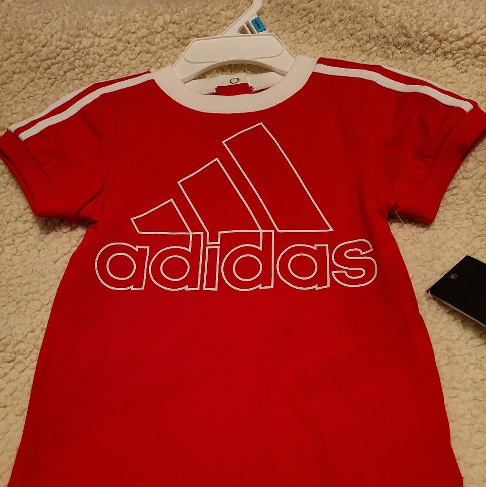 NWT Adidas size 6M red romper